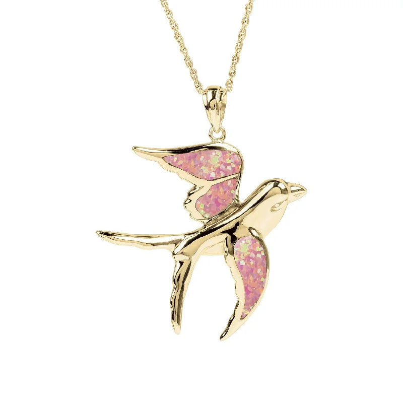 Flying Swallow Yellow Gold Pendant