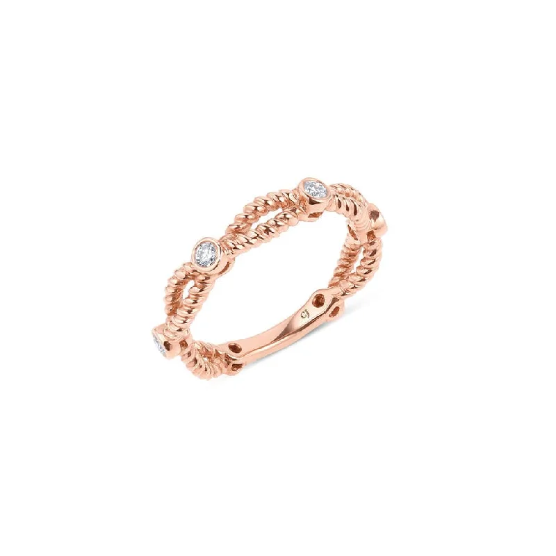 18kt Rose Gold 4 Diamond Twist Band