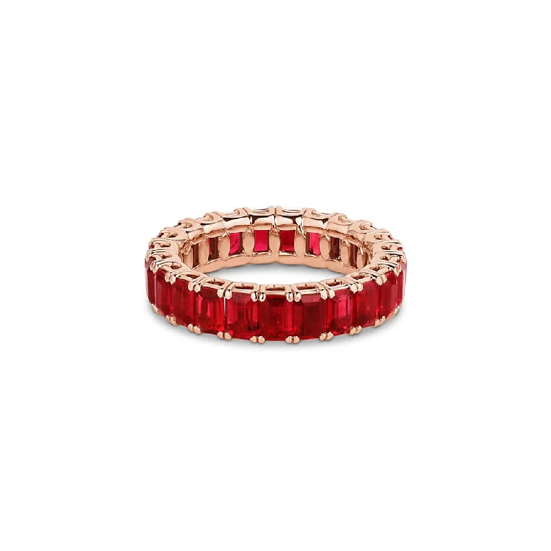 18kt Rose Gold 5.23ctw Natural Ruby Eternity Band Ring