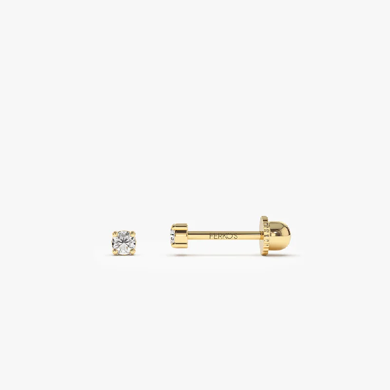 14k Prong Setting Diamond Stud Piercing