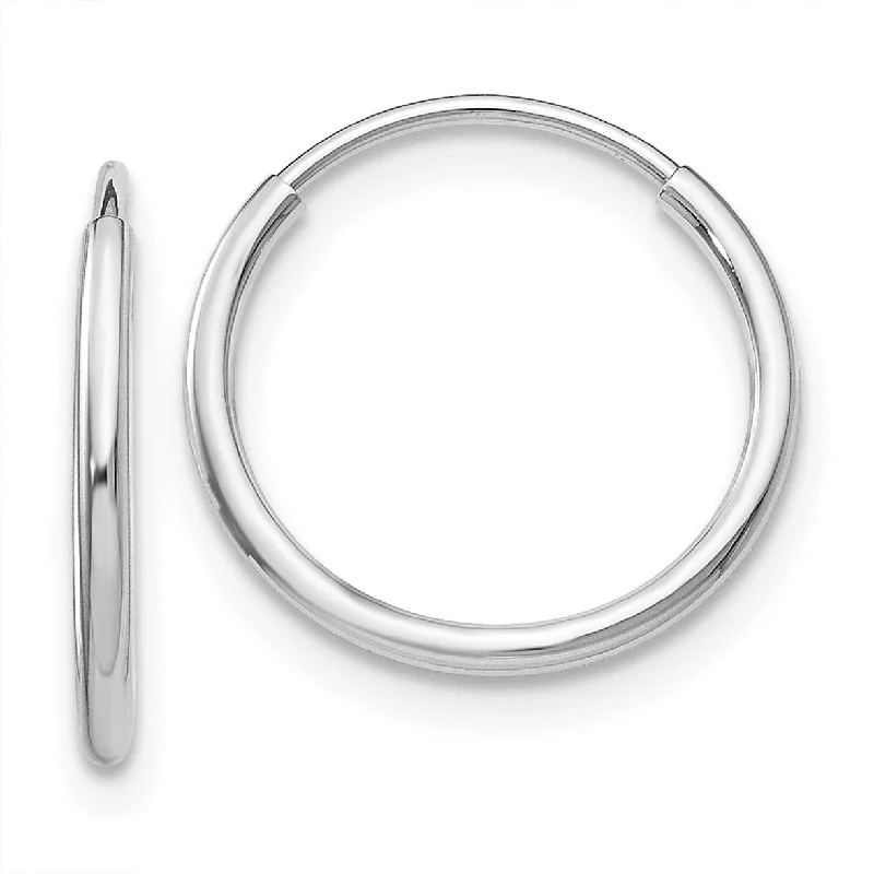 14KT White Gold 14X1.2MM Endless Hoop Earrings