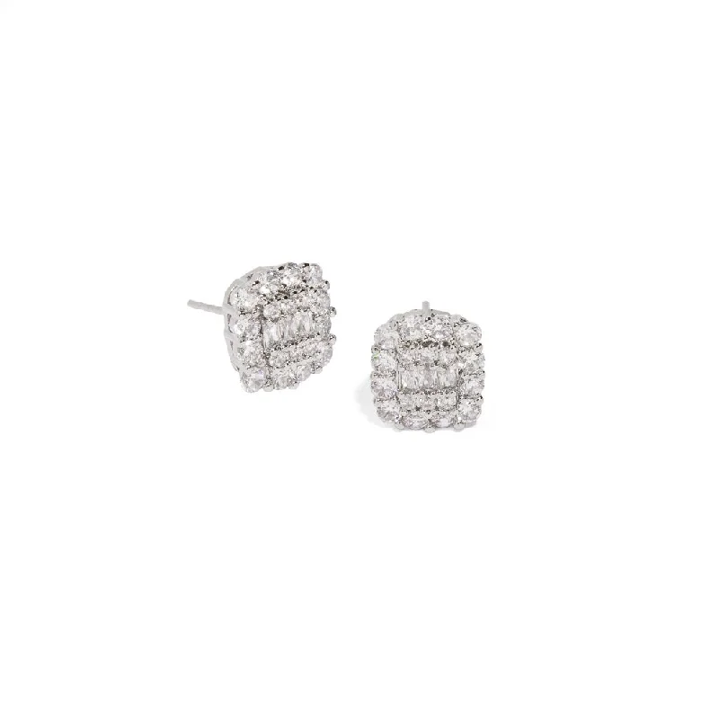 SHIMMER SQUARE SILVER EARRING