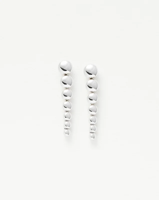 Beaded Drop Stud Earrings | Sterling Silver