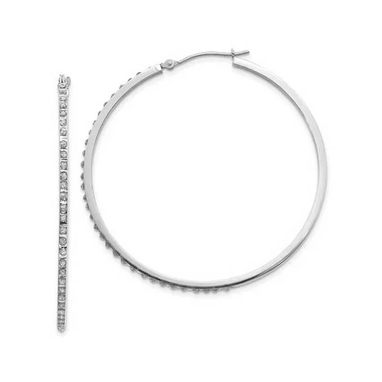 Diamond Fascination 14KT White Gold 40MM Diamond Accent Hoop Earrings