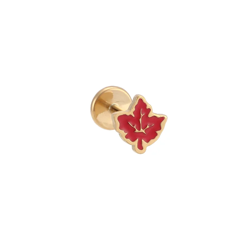 Fall Leaf Enamel Flat Back Stud