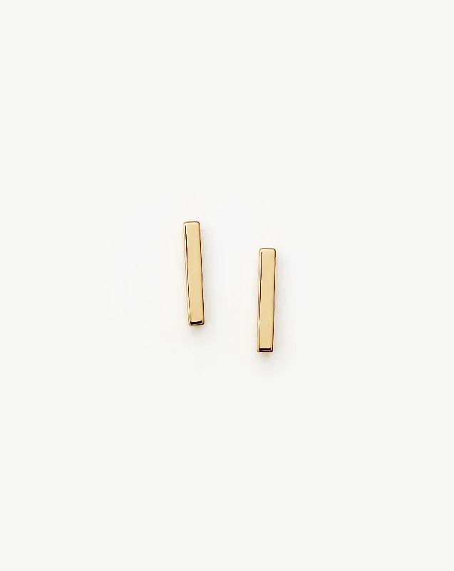 Fine Bar Stud Earrings | 14ct Solid Gold