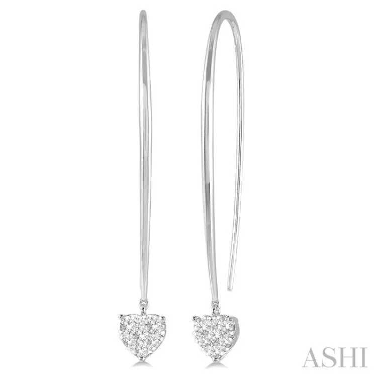 1/2 ctw Heart Shape Lovebright Round Cut Diamond Earring in 14K White Gold