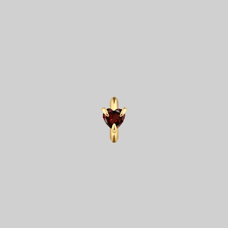 HEART & SOUL. Garnet Heart Clicker Ring - Gold