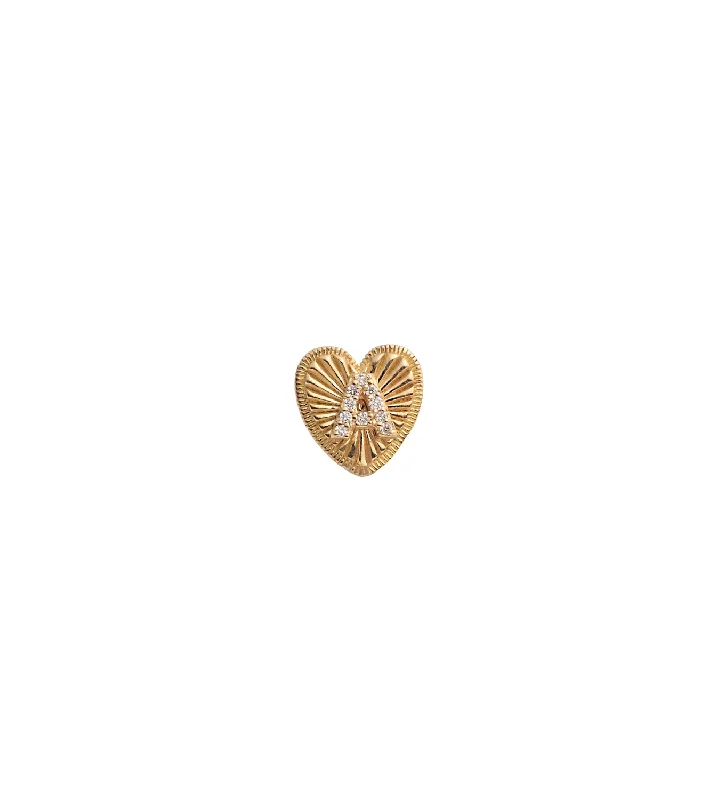 Initials & Numbers : Mini Heart Token Ear Stud