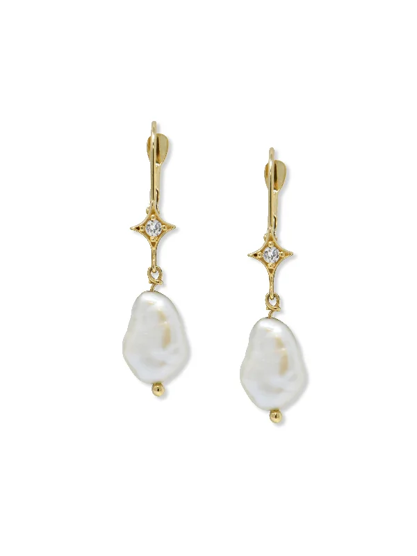 Jac+Jo Emilia Gothic Star Baroque Pearl Earrings