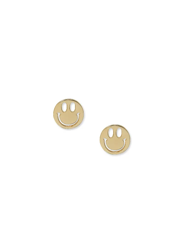 Jac+Jo Icon Gold Happy Face Studs