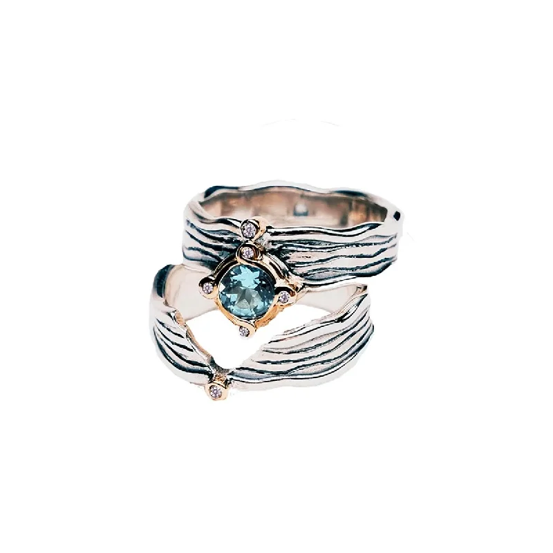 Keith Jack Rocks n Rivers Sky Blue Topaz Two Piece Ring Set in Sterling Silver and 10kt Yellow Gold with Cubic Zirconia (size 8) Keith Jack Rocks n Rivers Sky Blue Topaz Two Piece Ring Set in Sterling Silver and 10kt Yellow Gold with Cubic Zirconia (size 8)