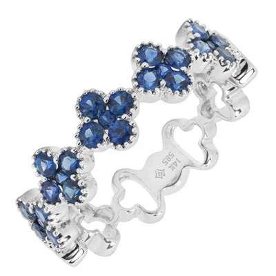 Madison L Sapphire Flower Ring in 14kt White Gold