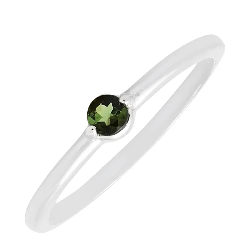 Maine Green Tourmaline Ring in Sterling Silver