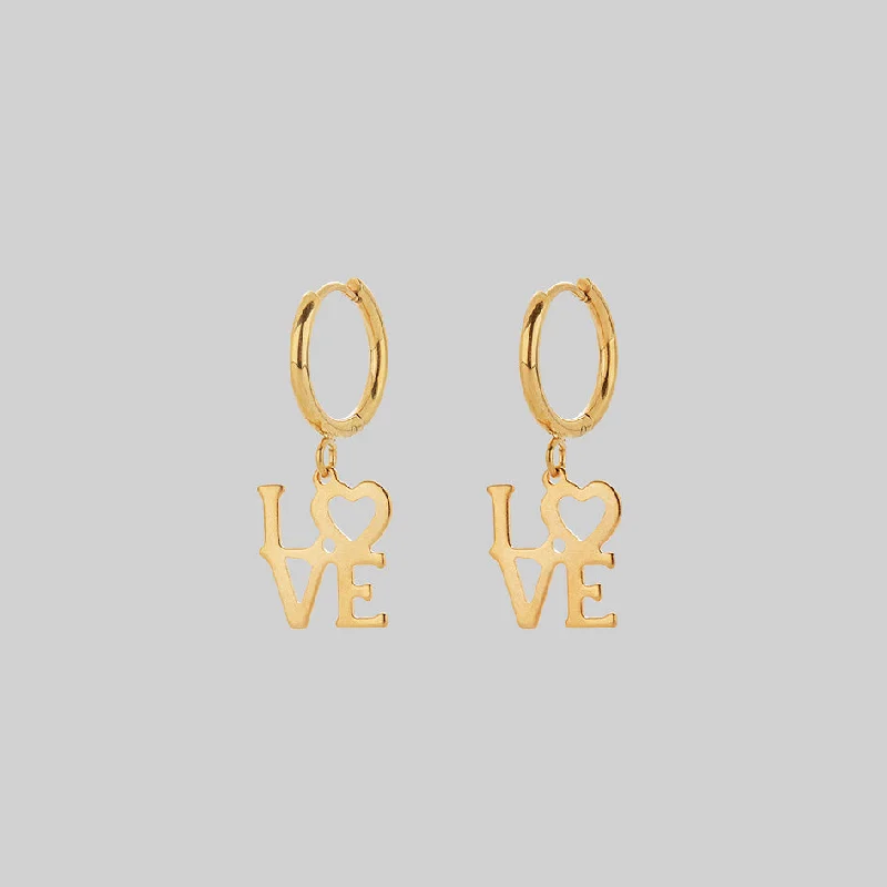 Make Love Not War Hoop Earrings - Gold