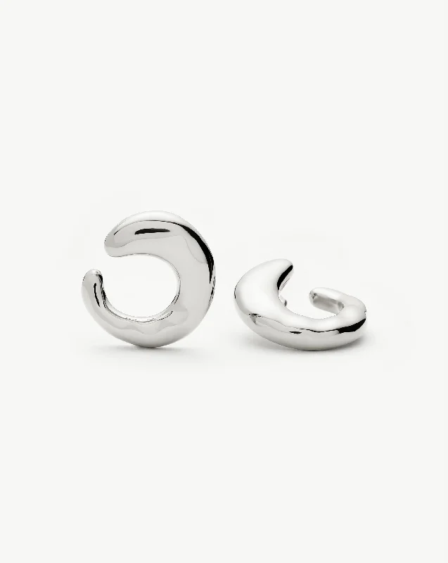 Molten Large Open Stud Earrings | Silver Plated