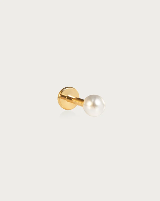 Single Pearl Flat Back Helix Earring