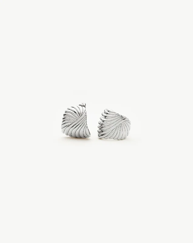 Ripple Stud Earrings | Silver Plated