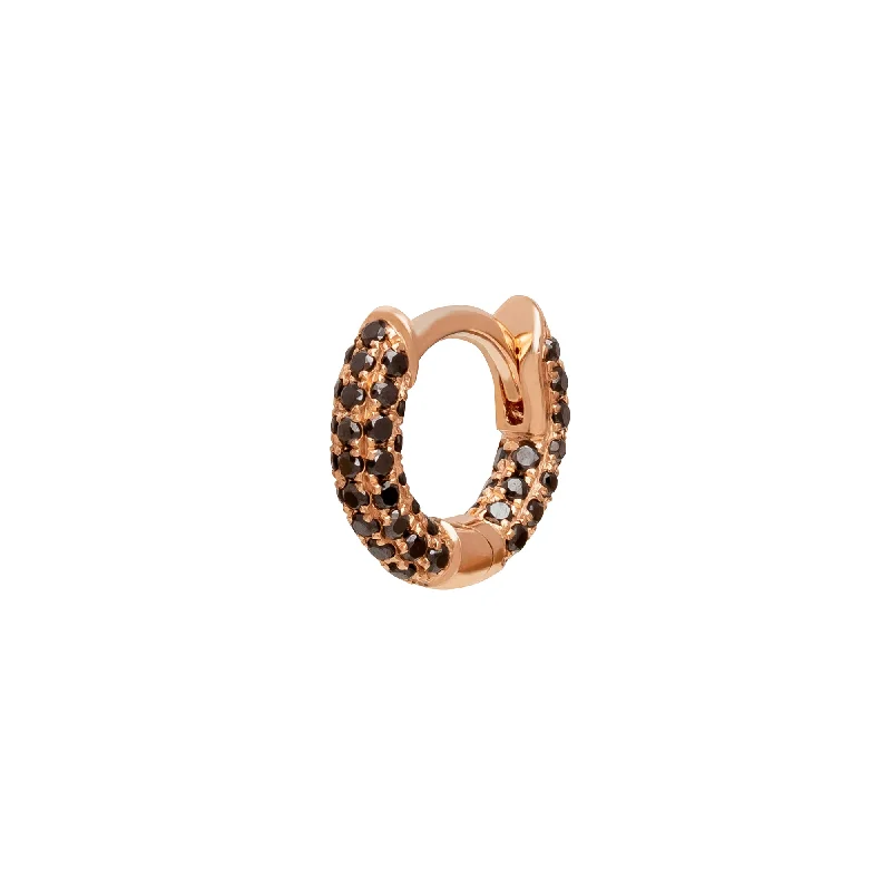 Five Row Black Diamond Huggie 5mm - Rose Gold