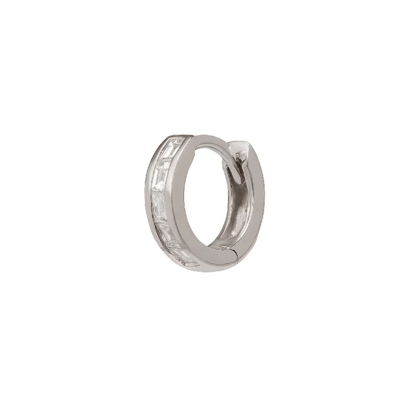 Half Baguette Huggie 6.5mm - White Gold