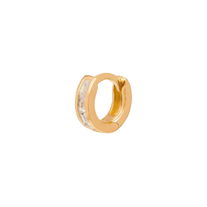 Half Baguette Huggie 6.5mm - Yellow Gold