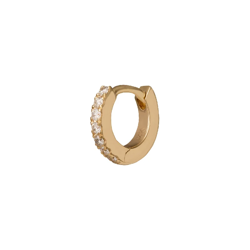 Half Paved Huggie 5mm - Yellow Gold