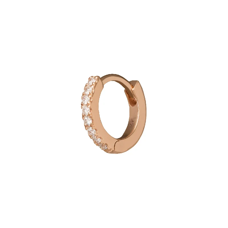 Half Paved Huggie 6.5mm - Rose Gold