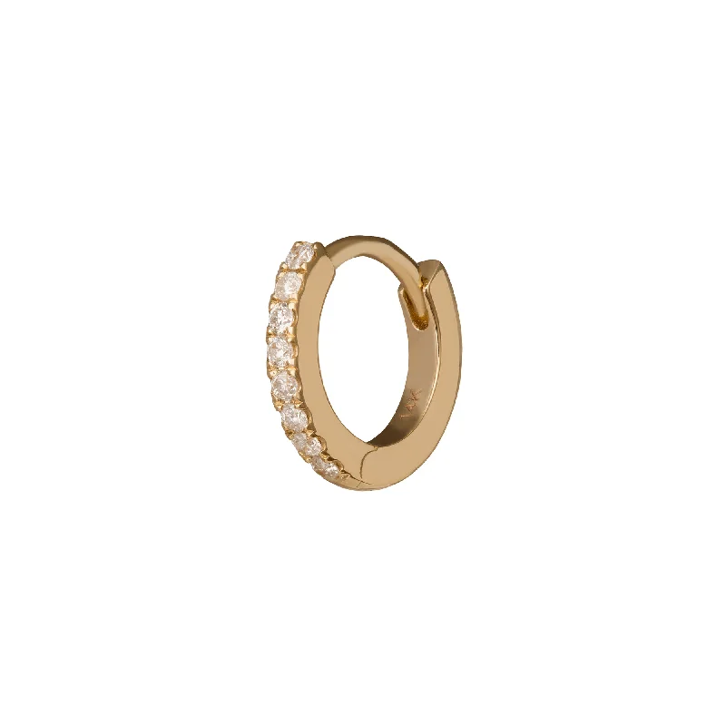 Half Paved Huggie 6.5mm - Yellow Gold