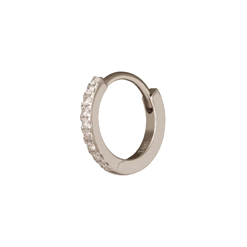 Half Paved Huggie 8mm - White Gold