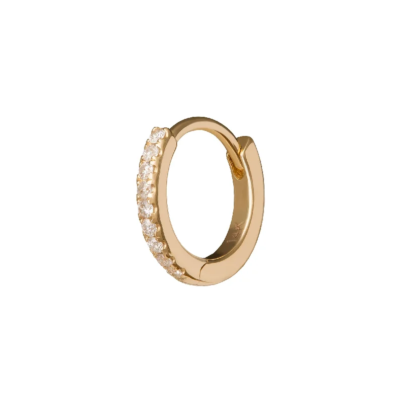 Half Paved Huggie 8mm - Yellow Gold