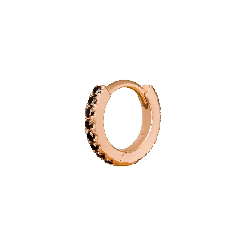 Paved Black Diamond Huggie 6.5mm - Rose Gold