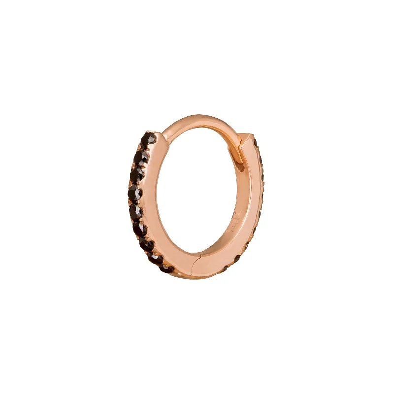 Paved Black Diamond Huggie 8mm - Rose Gold