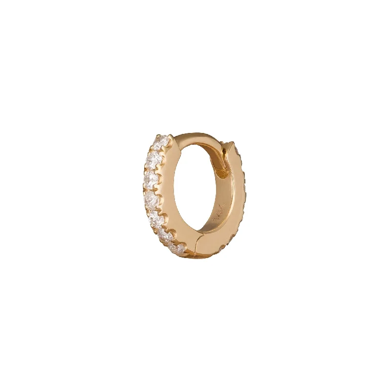 Paved Huggie 5mm - Yellow Gold