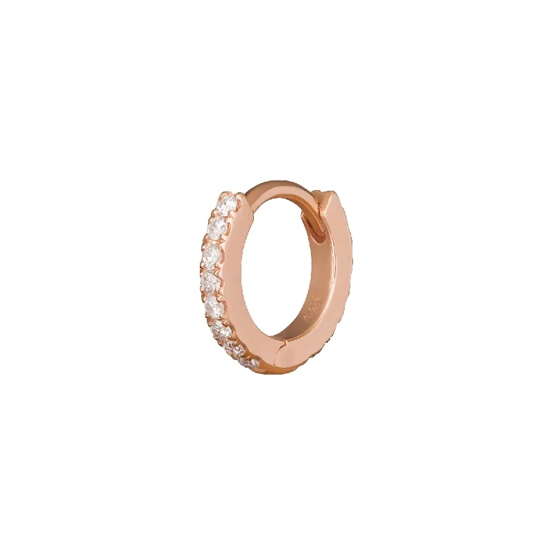 Paved Huggie 6.5mm - Rose Gold