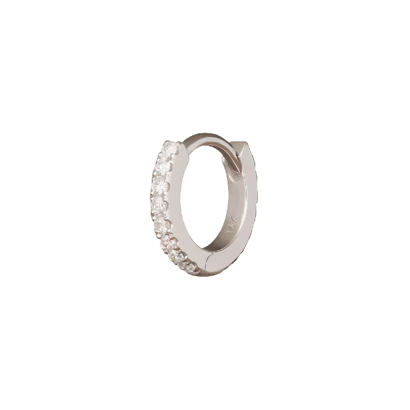 Paved Huggie 6.5mm - White Gold