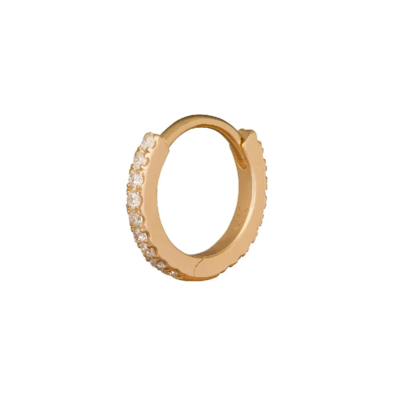 Paved Huggie 8mm - Yellow Gold