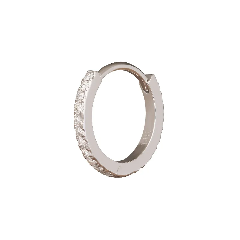 Paved Huggie 9.5mm - White Gold