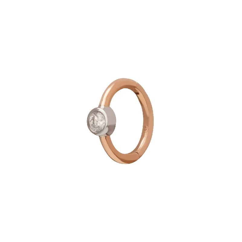 Round Bezel Huggie 6.5mm - Rose & White Gold