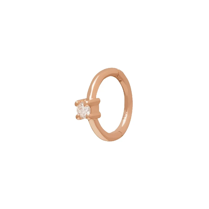 Round Prong Huggie 6.5mm - Rose Gold