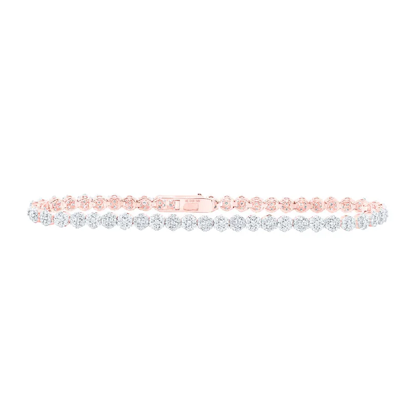 10kt Rose Gold Womens Round Diamond Fashion Bracelet 2-1/5 Cttw