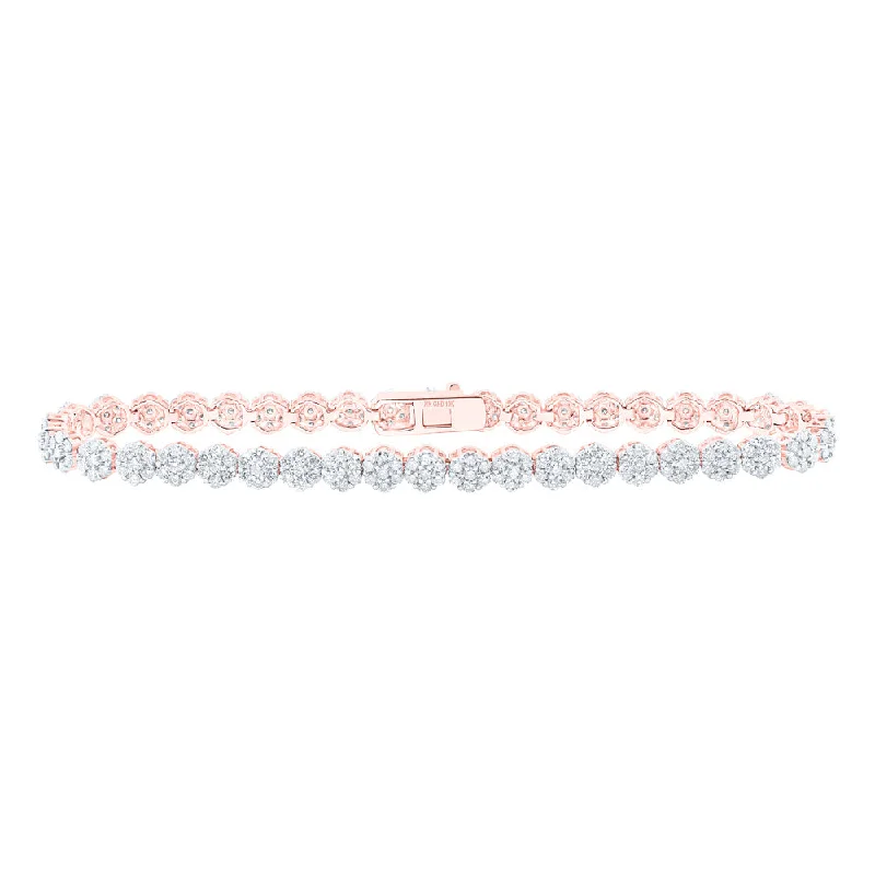 10kt Rose Gold Womens Round Diamond Fashion Bracelet 3-1/5 Cttw