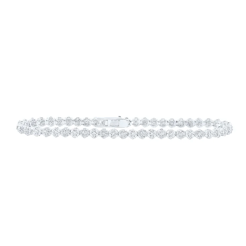 10kt White Gold Womens Round Diamond Fashion Bracelet 2-1/5 Cttw