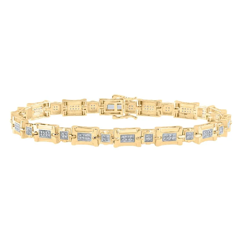 10kt Yellow Gold Mens Round Diamond Link Bracelet 1/2 Cttw