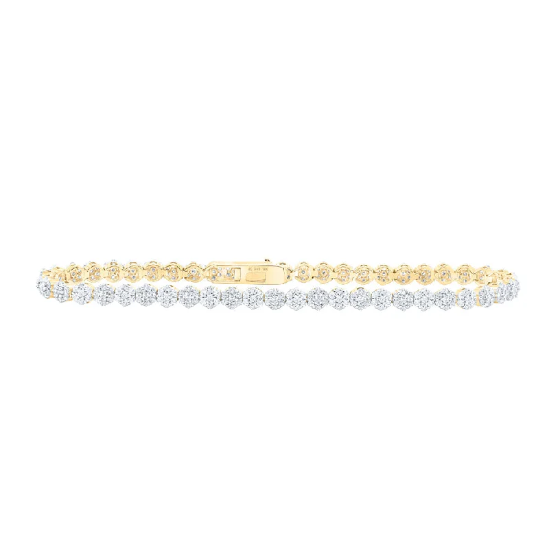 10kt Yellow Gold Womens Round Diamond Fashion Bracelet 2-1/5 Cttw