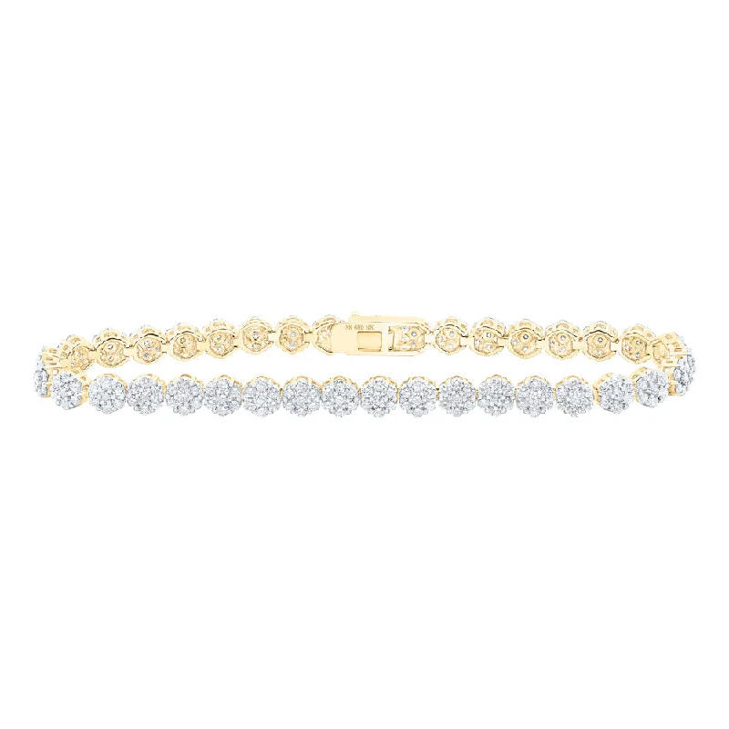 10kt Yellow Gold Womens Round Diamond Fashion Bracelet 4-3/8 Cttw