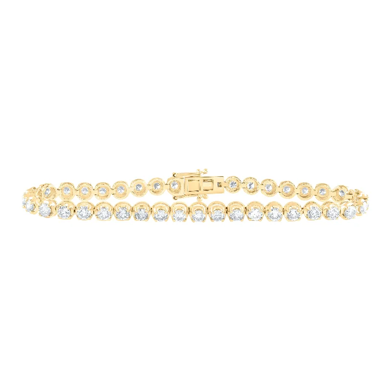 14kt Yellow Gold Womens Round Diamond Studded Tennis Bracelet 5 Cttw