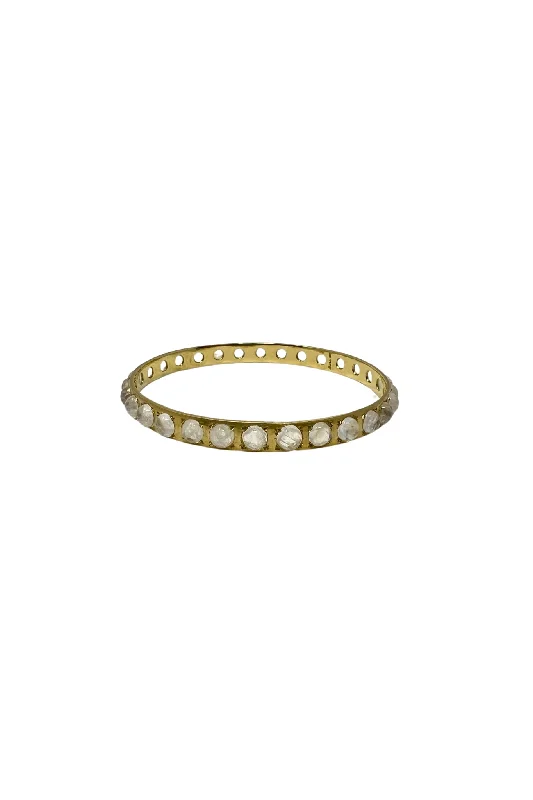 Irene Neuwirth Yellow Gold Bangle set with Rainbow Moonstone