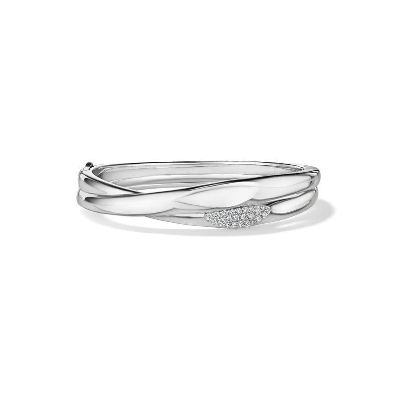 Judith Ripka Sterling Silver Gaia Bangle Bracelet with Diamonds