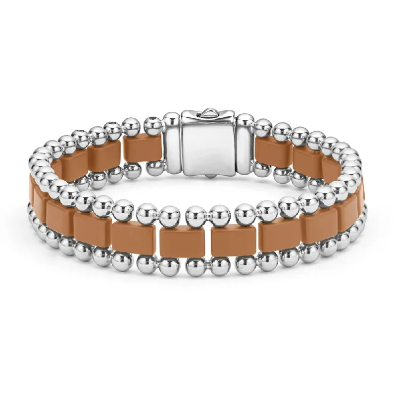 Lagos Anthem Matte Tan Ceramic Link Bracelet