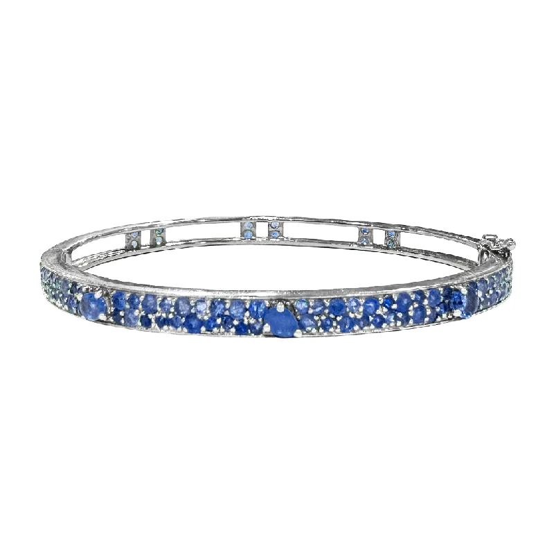 Petite Stardust Bangle White Gold Blue Sapphire